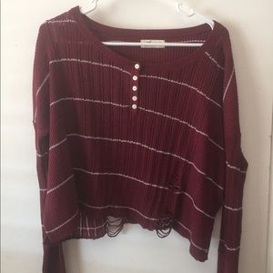 Hollister long sleeve Henley cropped size small